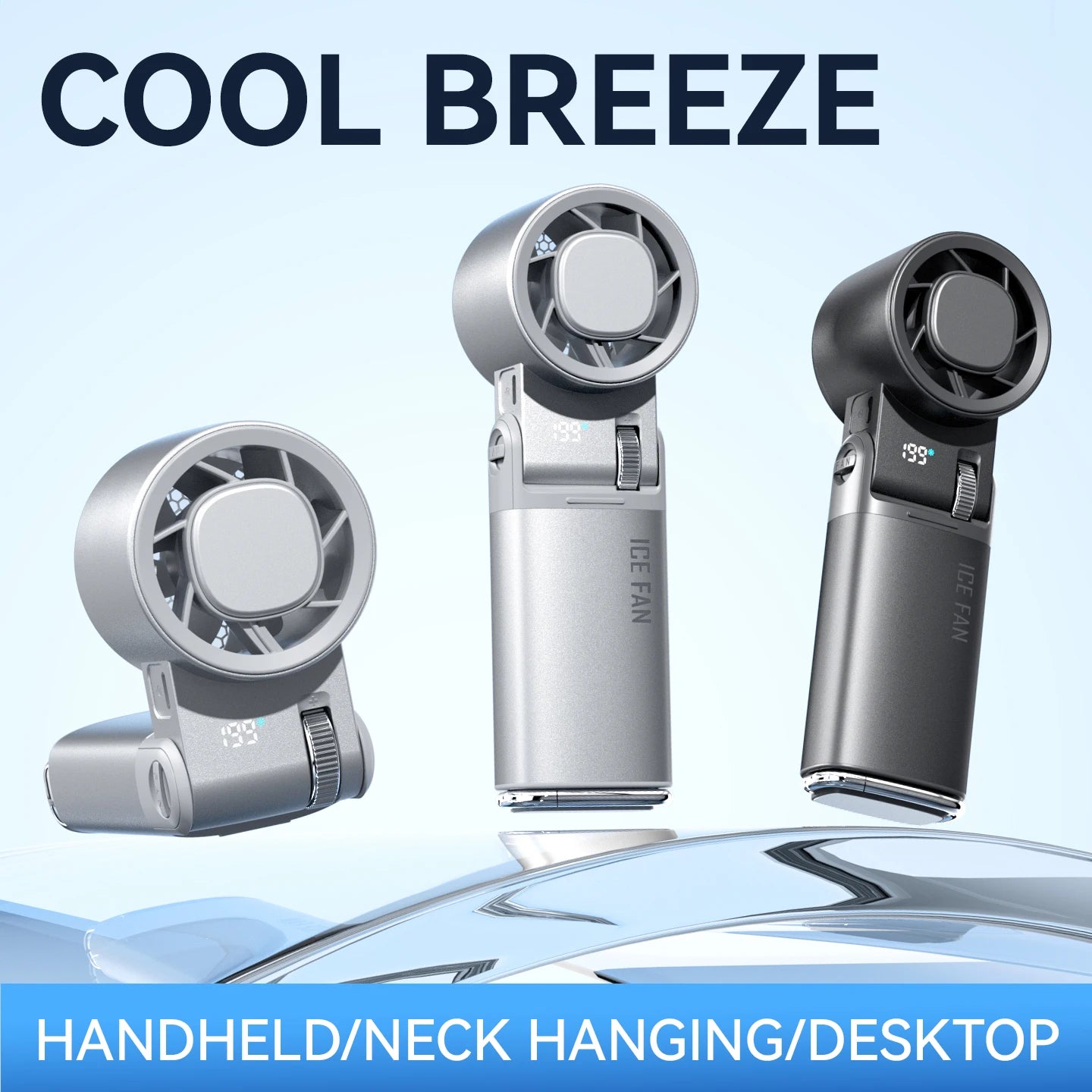 JPNPL 6000mAh Semiconductor Cooling Mini Handheld Fan with Ice Pack & 12H Battery