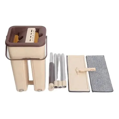 Professional Flat Floor Mop & Bucket Set – 360° Rotating Spin Mop with 2 Washable Microfiber Pads for Home Floor Cleaning