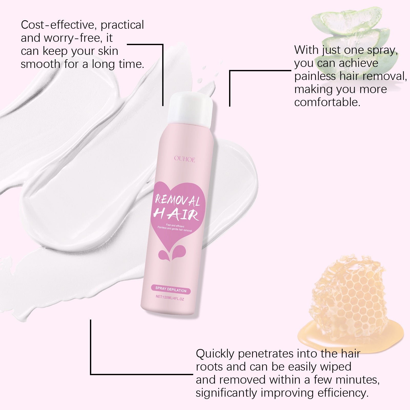 A pink bottle labeled &