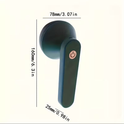 Green door handle with dimensions labeled on a white background