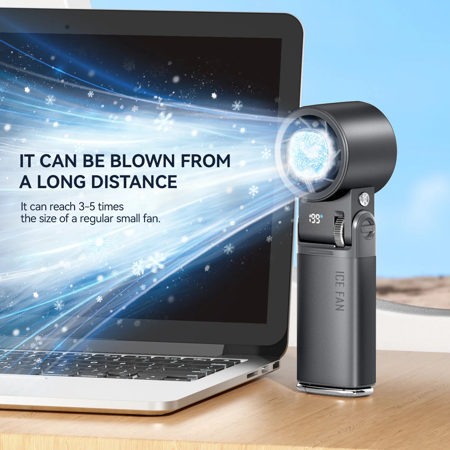 JPNPL 6000mAh Semiconductor Cooling Mini Handheld Fan with Ice Pack &amp; 12H Battery