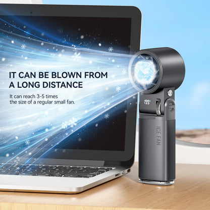 JPNPL 6000mAh Semiconductor Cooling Mini Handheld Fan with Ice Pack &amp; 12H Battery