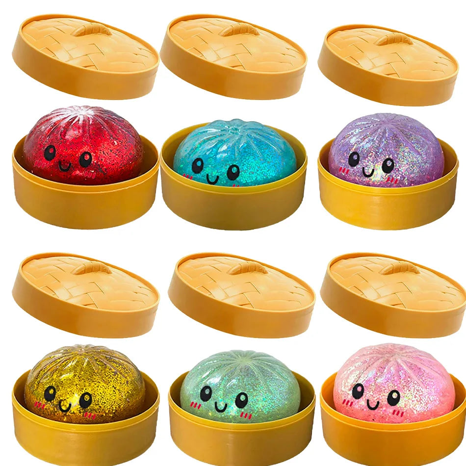 Glitter Dumpling Squishy Sensory Squeeze Toy for Stress Relief