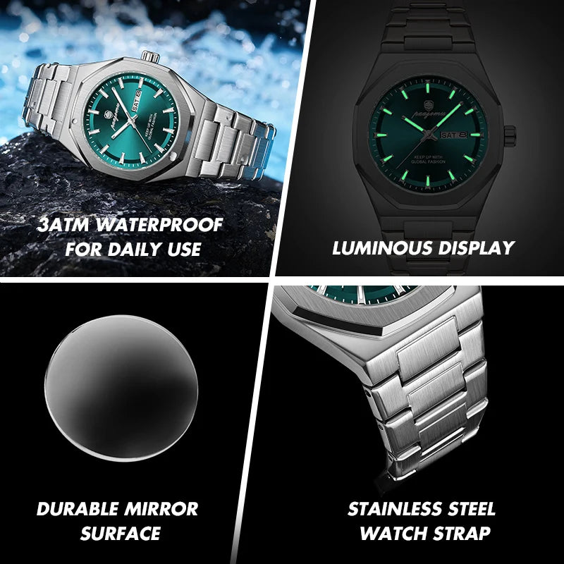 Luxury Stainless Steel Digital Quartz Watch
