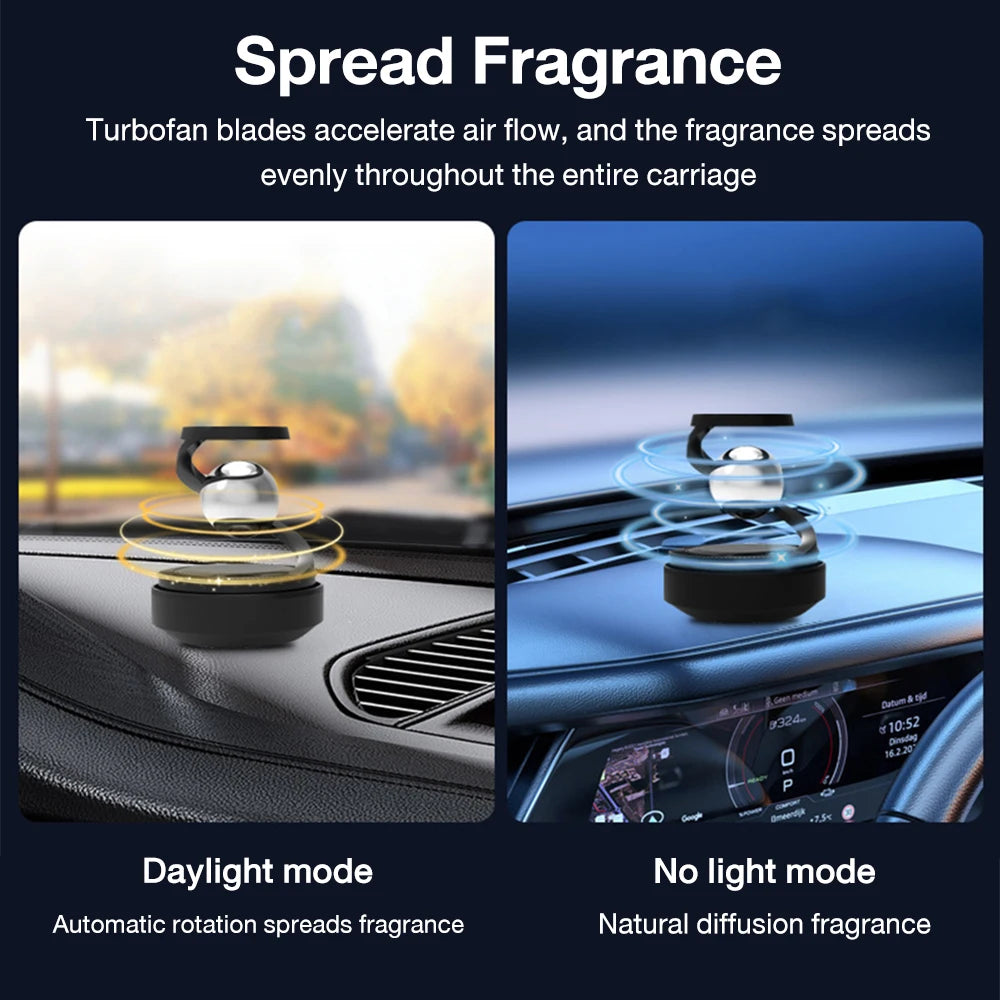 Solar Powered Rotating Car Air Freshener &amp; Aromatherapy Diffuser