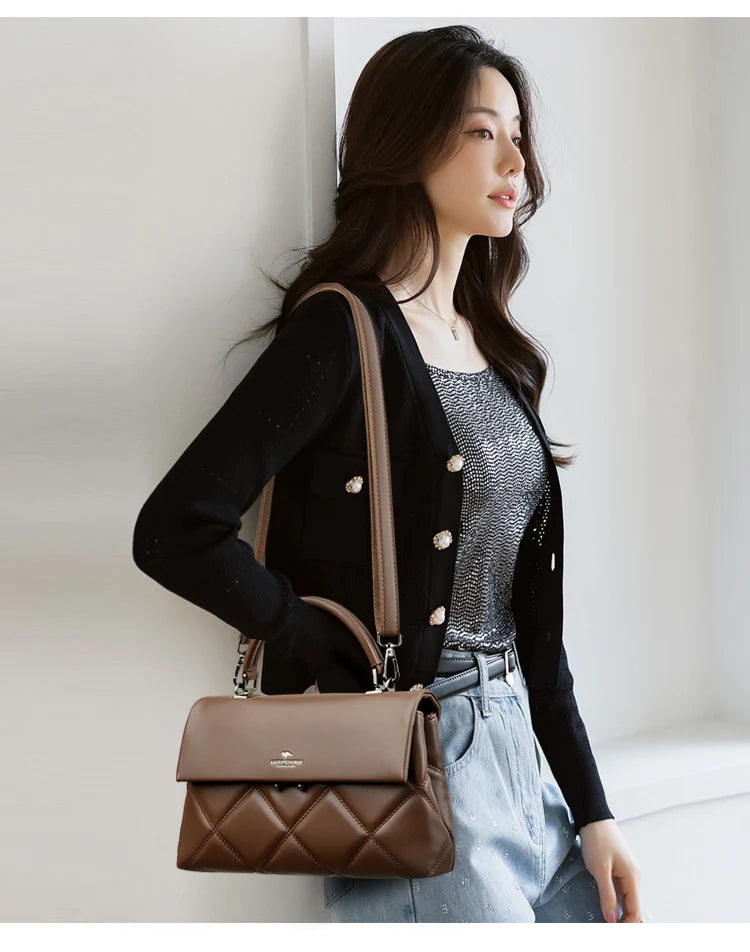 Korean Style Soft Leather Luxury Shoulder &amp; Crossbody Bag for Women