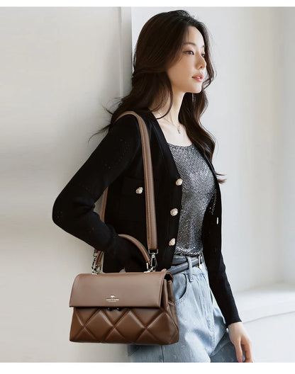 Korean Style Soft Leather Luxury Shoulder &amp; Crossbody Bag for Women
