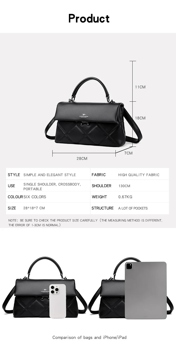 Korean Style Soft Leather Luxury Shoulder &amp; Crossbody Bag for Women