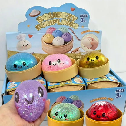 Glitter Dumpling Squishy Sensory Squeeze Toy for Stress Relief