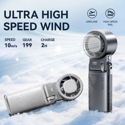 JPNPL 6000mAh Semiconductor Cooling Mini Handheld Fan with Ice Pack &amp; 12H Battery