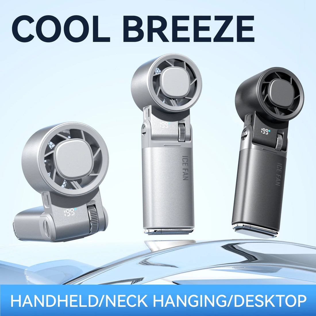 JPNPL 6000mAh Semiconductor Cooling Mini Handheld Fan with Ice Pack &amp; 12H Battery