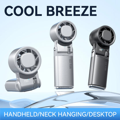 JPNPL 6000mAh Semiconductor Cooling Mini Handheld Fan with Ice Pack &amp; 12H Battery
