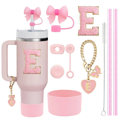 10-Piece Stanley Cup Accessories Set with Straws, Brush &amp; Flower Charms
