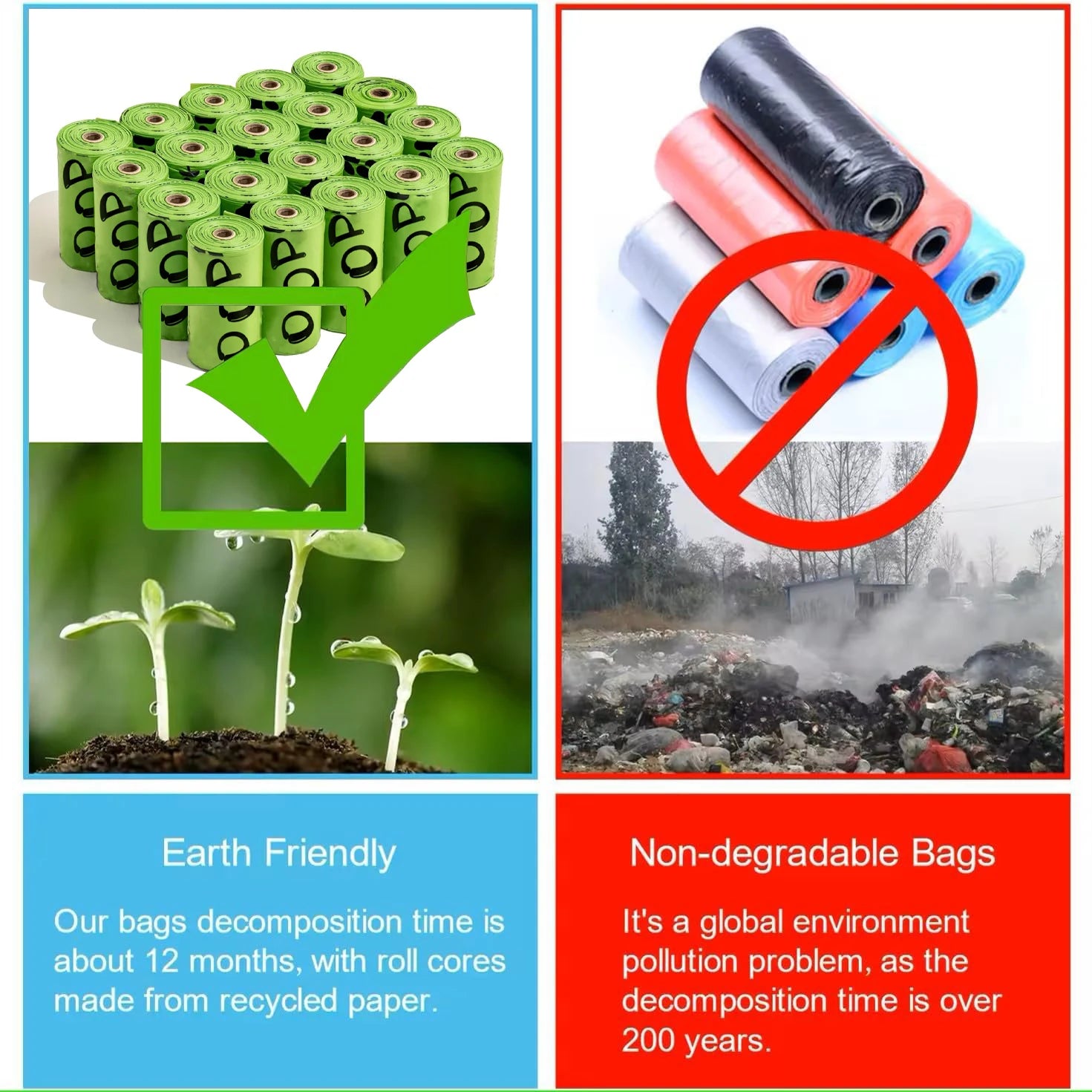 Extra Thick Biodegradable Dog Poop Bags with Adjustable Dispenser – 100% Leak Proof