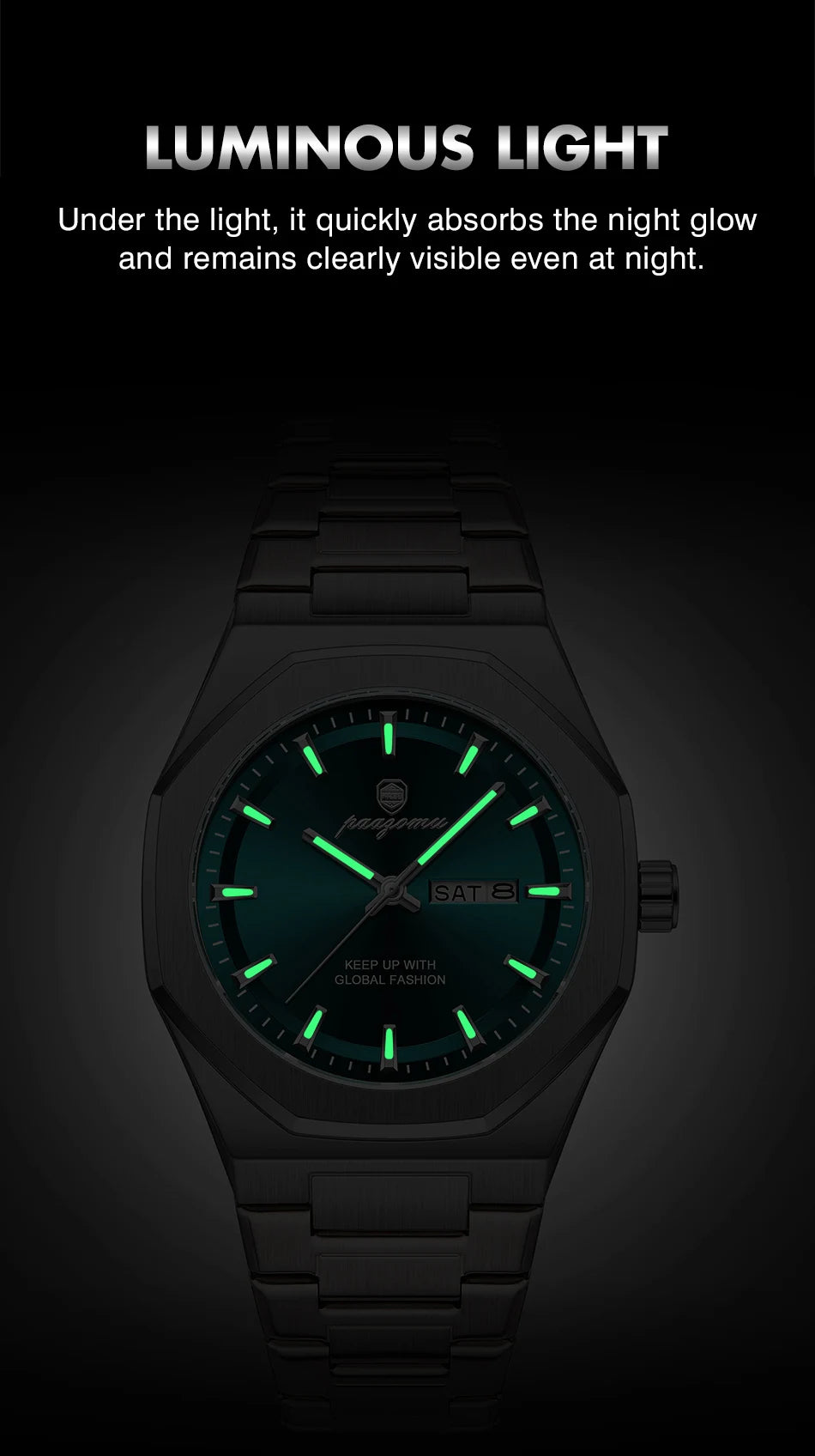 Luxury Stainless Steel Digital Quartz Watch