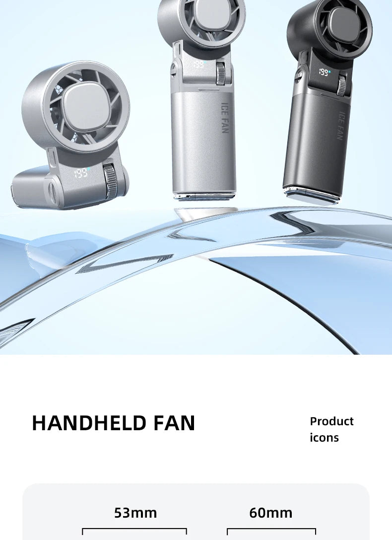 JPNPL 6000mAh Semiconductor Cooling Mini Handheld Fan with Ice Pack &amp; 12H Battery