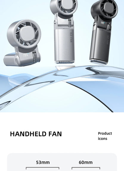 JPNPL 6000mAh Semiconductor Cooling Mini Handheld Fan with Ice Pack &amp; 12H Battery