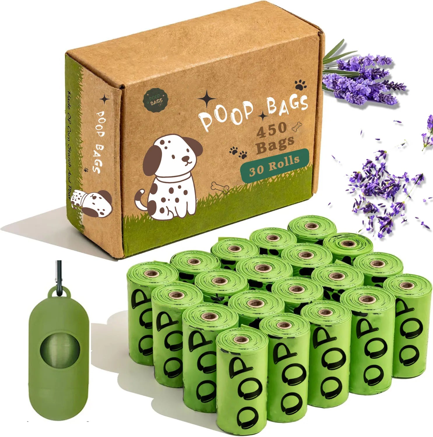 Extra Thick Biodegradable Dog Poop Bags with Adjustable Dispenser – 100% Leak Proof
