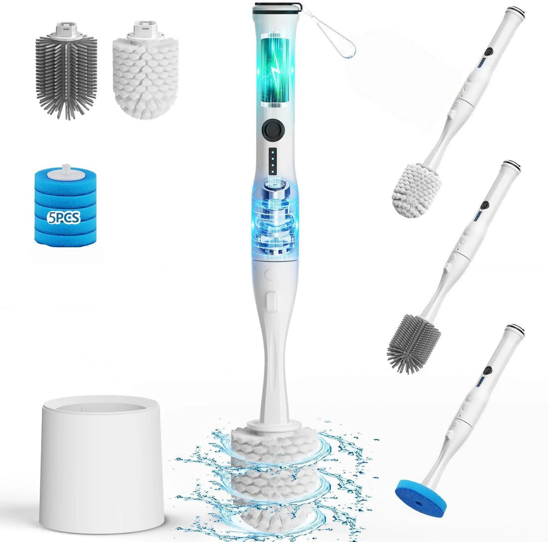 Electric Toilet Cleaning Brush with Adjustable Nylon Bristles