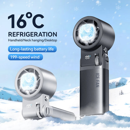 JPNPL 6000mAh Semiconductor Cooling Mini Handheld Fan with Ice Pack &amp; 12H Battery