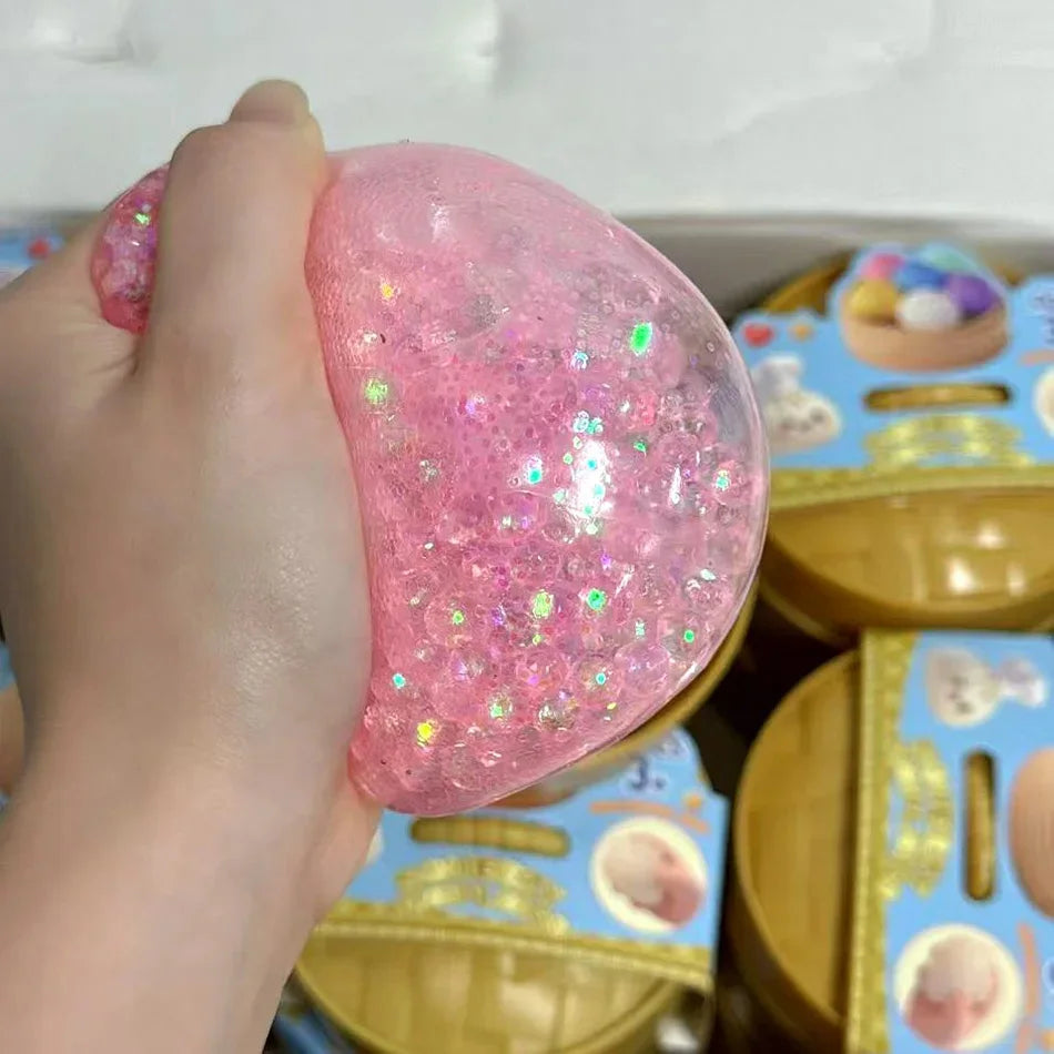 Glitter Dumpling Squishy Sensory Squeeze Toy for Stress Relief