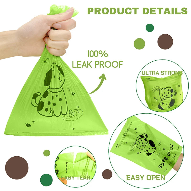 Extra Thick Biodegradable Dog Poop Bags with Adjustable Dispenser – 100% Leak Proof
