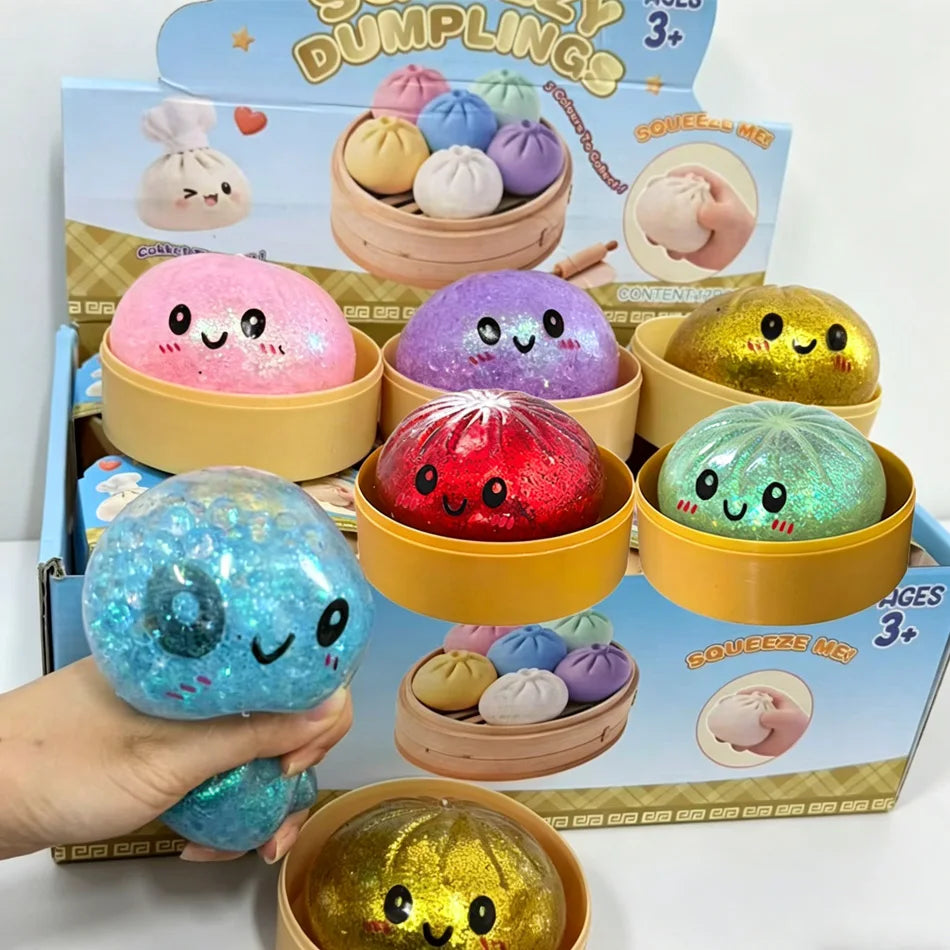 Glitter Dumpling Squishy Sensory Squeeze Toy for Stress Relief