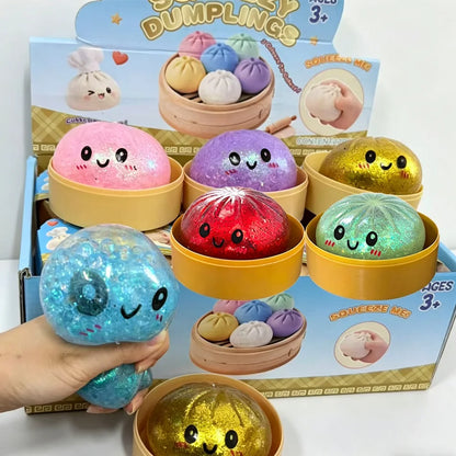 Glitter Dumpling Squishy Sensory Squeeze Toy for Stress Relief