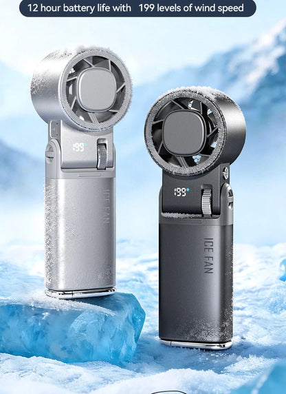JPNPL 6000mAh Semiconductor Cooling Mini Handheld Fan with Ice Pack &amp; 12H Battery