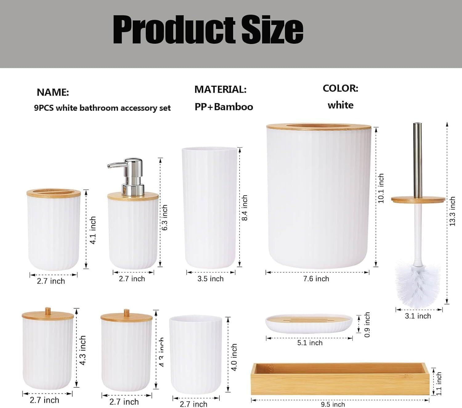 6-Piece Bathroom Accessories Set – Modern Bathroom Organizer for Home & Hotel