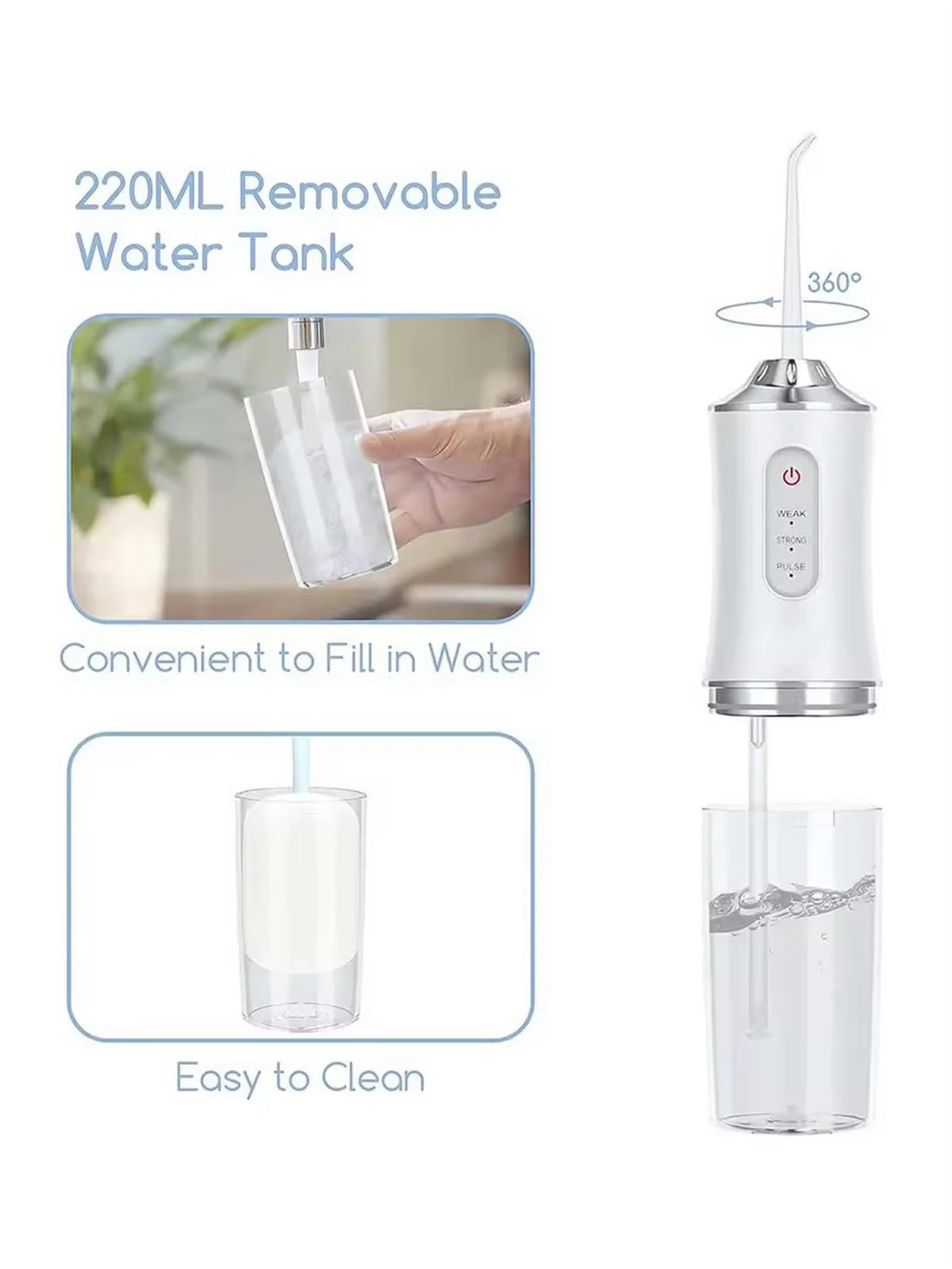 Portable water dispenser with 220ml removable water tank on a white background