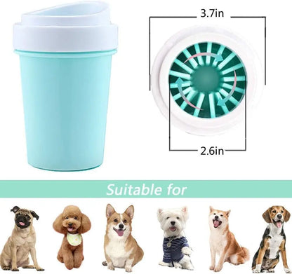Small blue cup with a white lid, showing measurements and suitability for small pets.