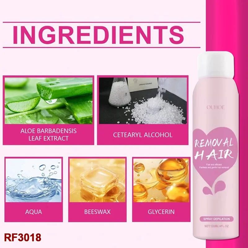 Product ingredients displayed with a bottle labeled &