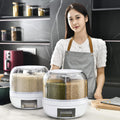 360° Rotating Dry Food Dispenser – 6-Compartment Airtight Grain Storage Container