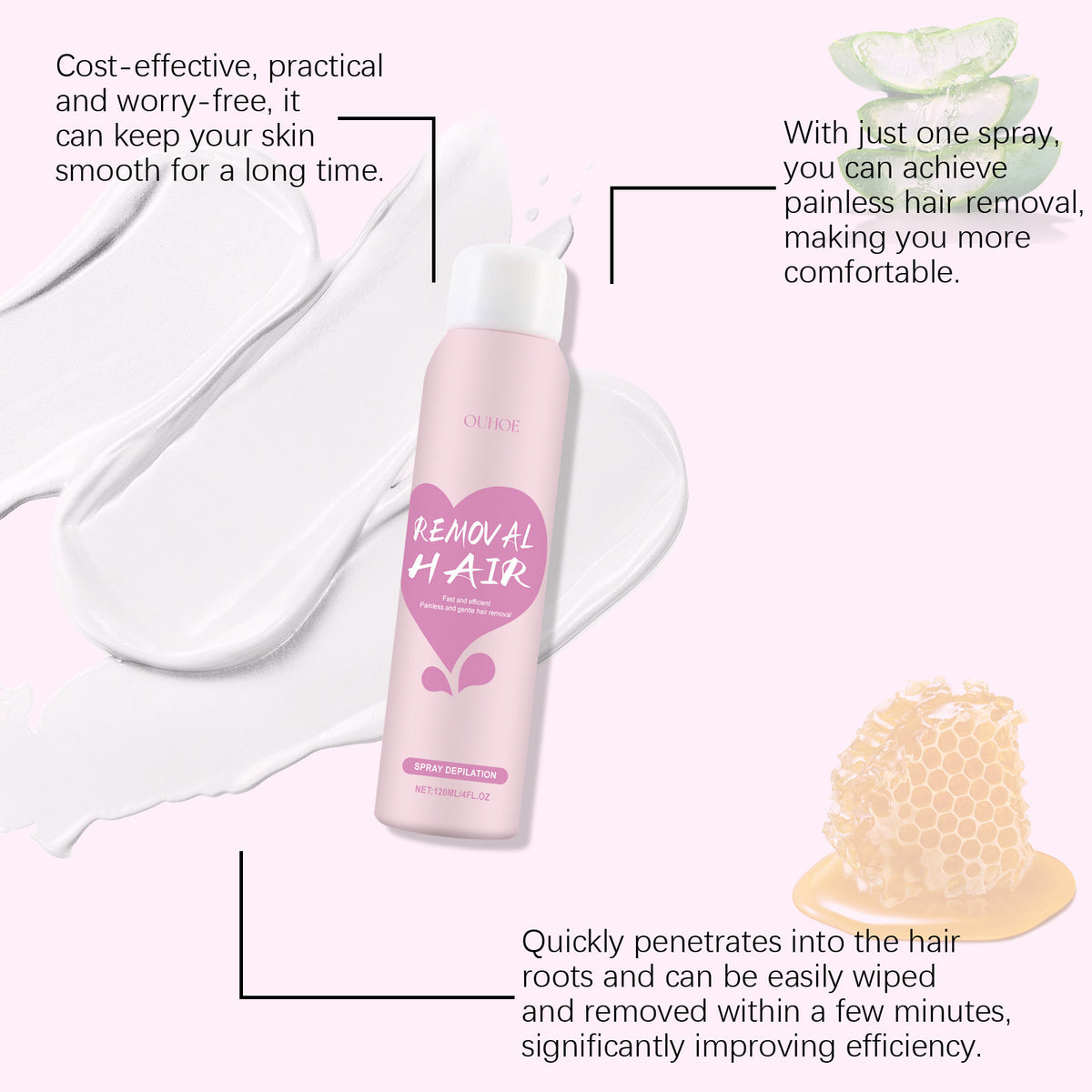 A pink bottle labeled &