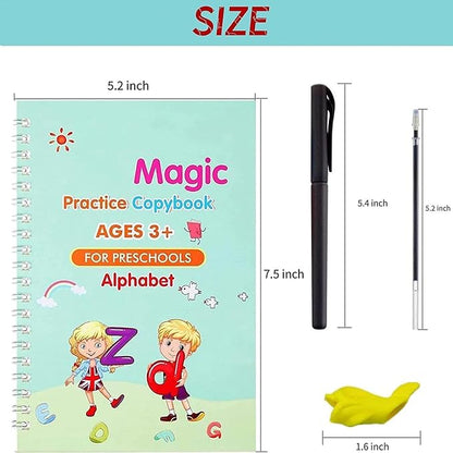 Magic Practice Copybook for preschools with dimensions and a pen included