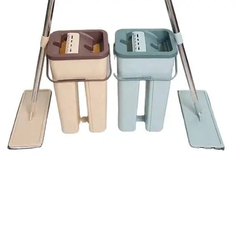 Professional Flat Floor Mop &amp; Bucket Set – 360° Rotating Spin Mop with 2 Washable Microfiber Pads for Home Floor Cleaning