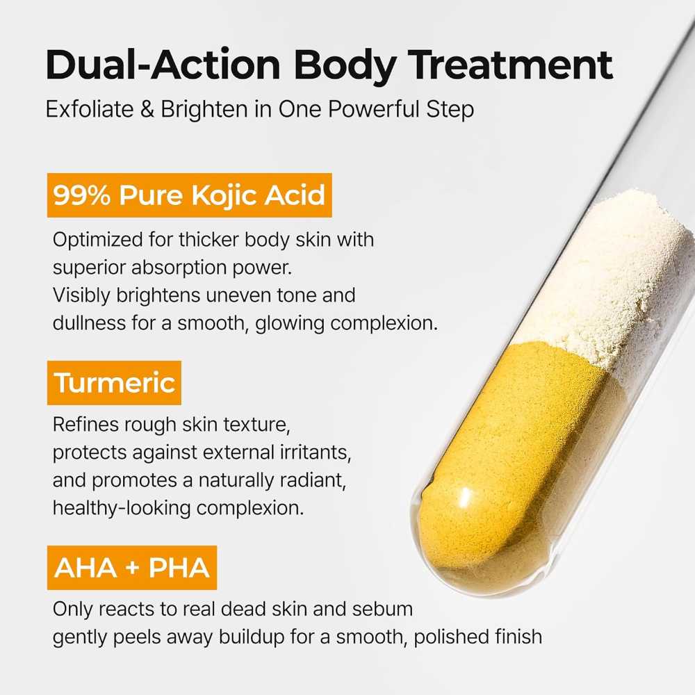Capsule containing dual-action body treatment with text on benefits