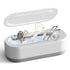 Jewelry cleaner with jewelry items inside on a white background