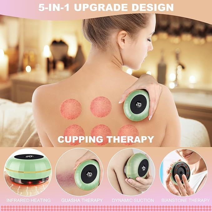 5-in-1 Smart Electric Cupping Massager | Vacuum Suction, Heat, Scraping & Stone Therapy